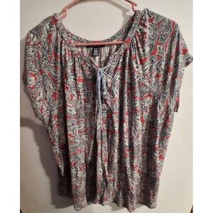 Chaps Multicolor Paisley Short Sleeve Blouse Sz 1X